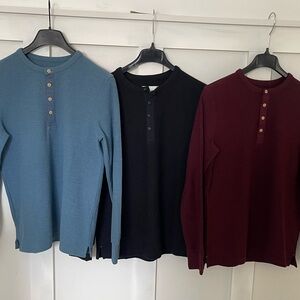 Goodfellow & Co 3 Mens Henleys MEDIUM NWOT cranberry blue black all NEW bundle